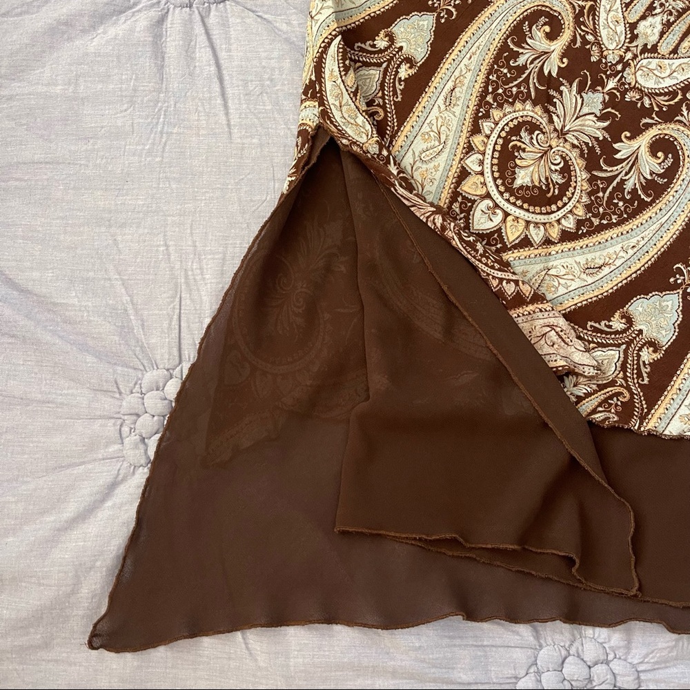 🤎🦋Y2K Brown and Blue Paisley Midi Skirt🦋🤎 - Picture 4 of 5